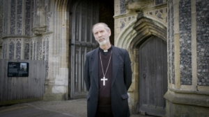 Bishop Alan outside Abbey Gatehouse sm