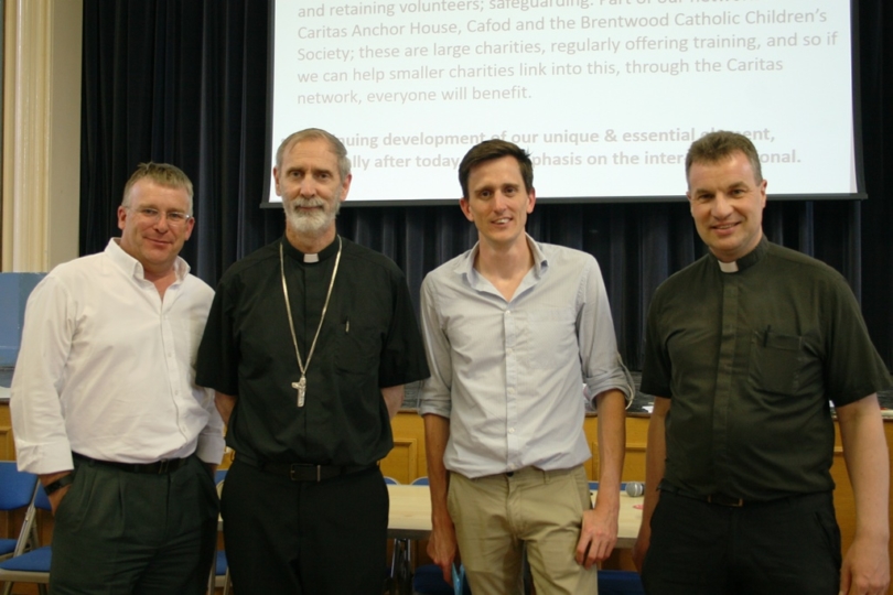 Steven Webb, Bishop Alan, Danny Curtin of Million Minutes and Fr Dominic at July Caritas meeting