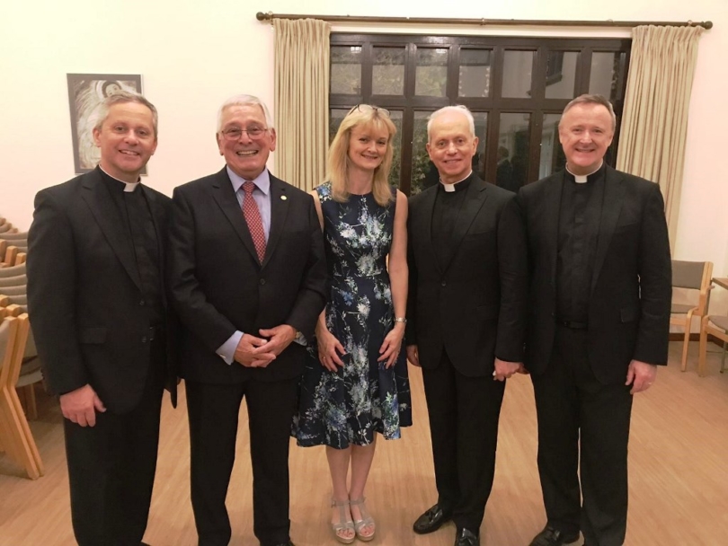 The Priests pictured with Chris Tisi, bccs Chair of Trustees, and bccs Director Bernadette Fisher 