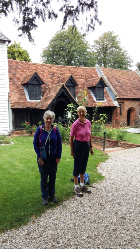 Pauline & Janet outside Greensted church