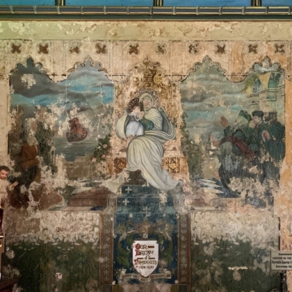 Mural of Our Lady of Yarmouth at St Mary’s Catholic Church, Great Yarmouth, has been suffering water damage due to a failed valley gutter. The parish has lacked the funds to repair the roof. The grant now awarded will see this roof fully repaired