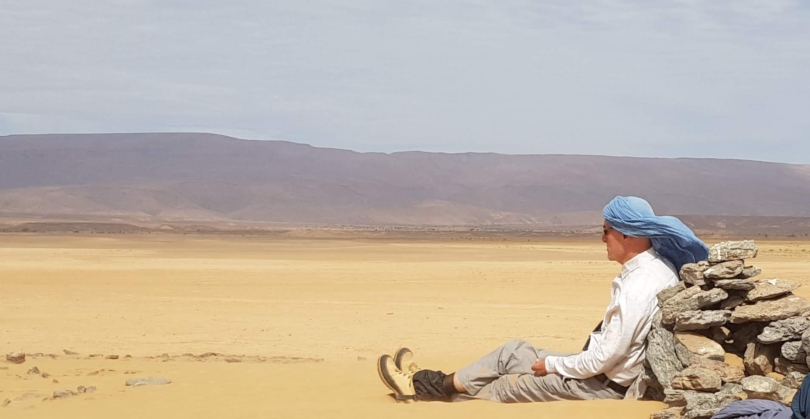 Fr John O'Brien in the desert