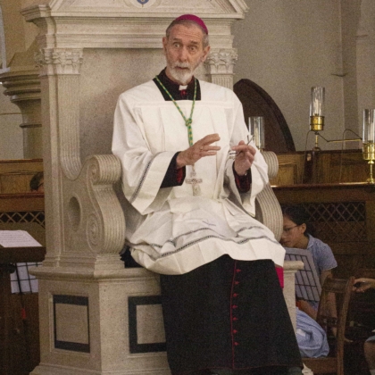 Bishop sitting on cathedra