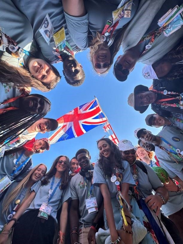 Young people with flag