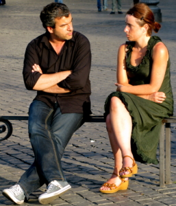 Man and woman at loggerheads